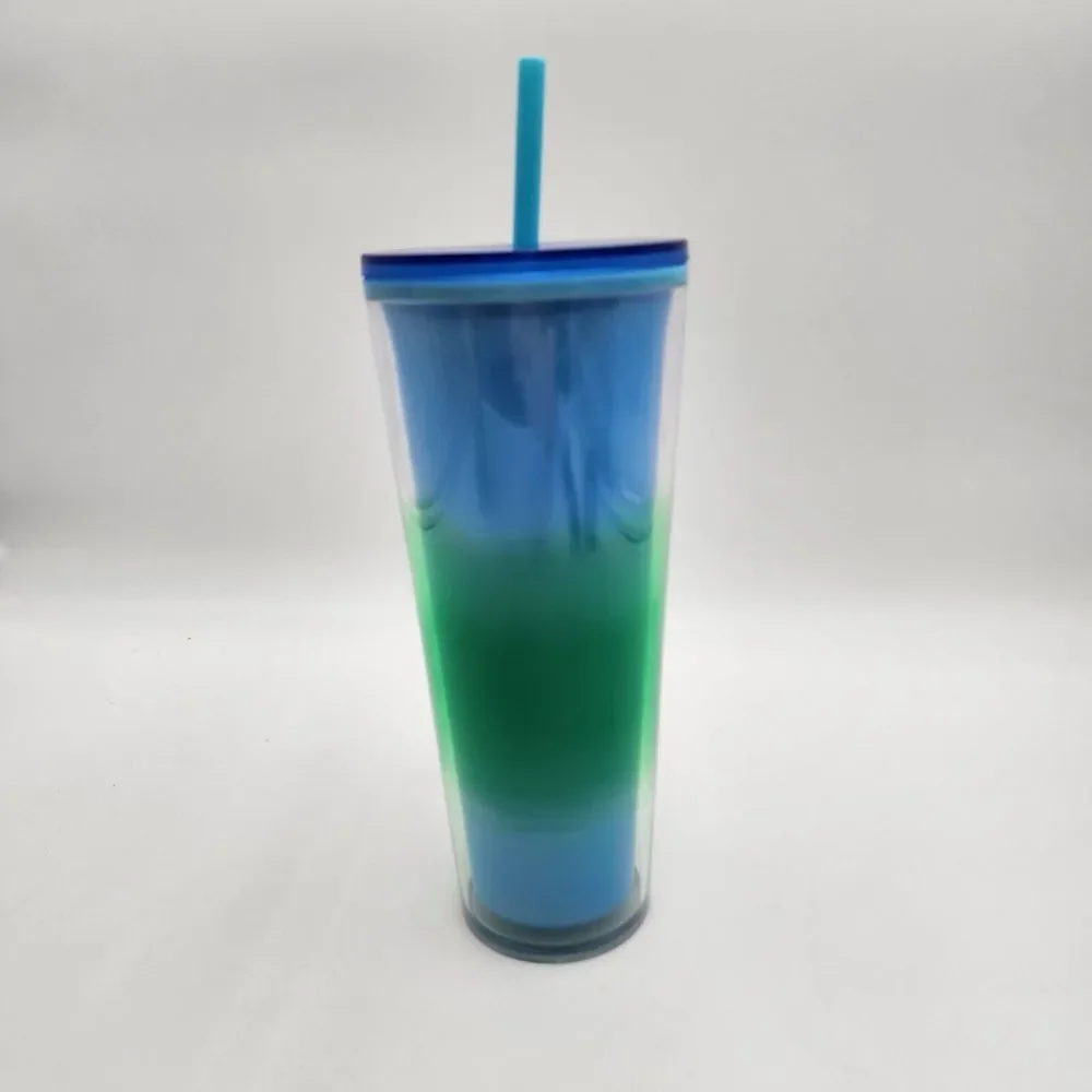 Starbucks Spring 2023 Blue Blossom Color Change with‎ Swirl Straw Topper Tumbler